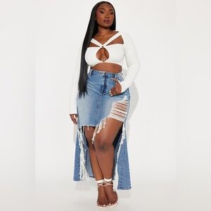 Fashion Nova Blue Denim Maxi Skirt